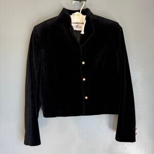 Vintage NORDSTROM Women's Small Black Velvet Jacket Classic Retro Unique Girly